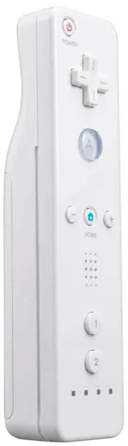 OpenMote remote upright with its four status LEDs lit